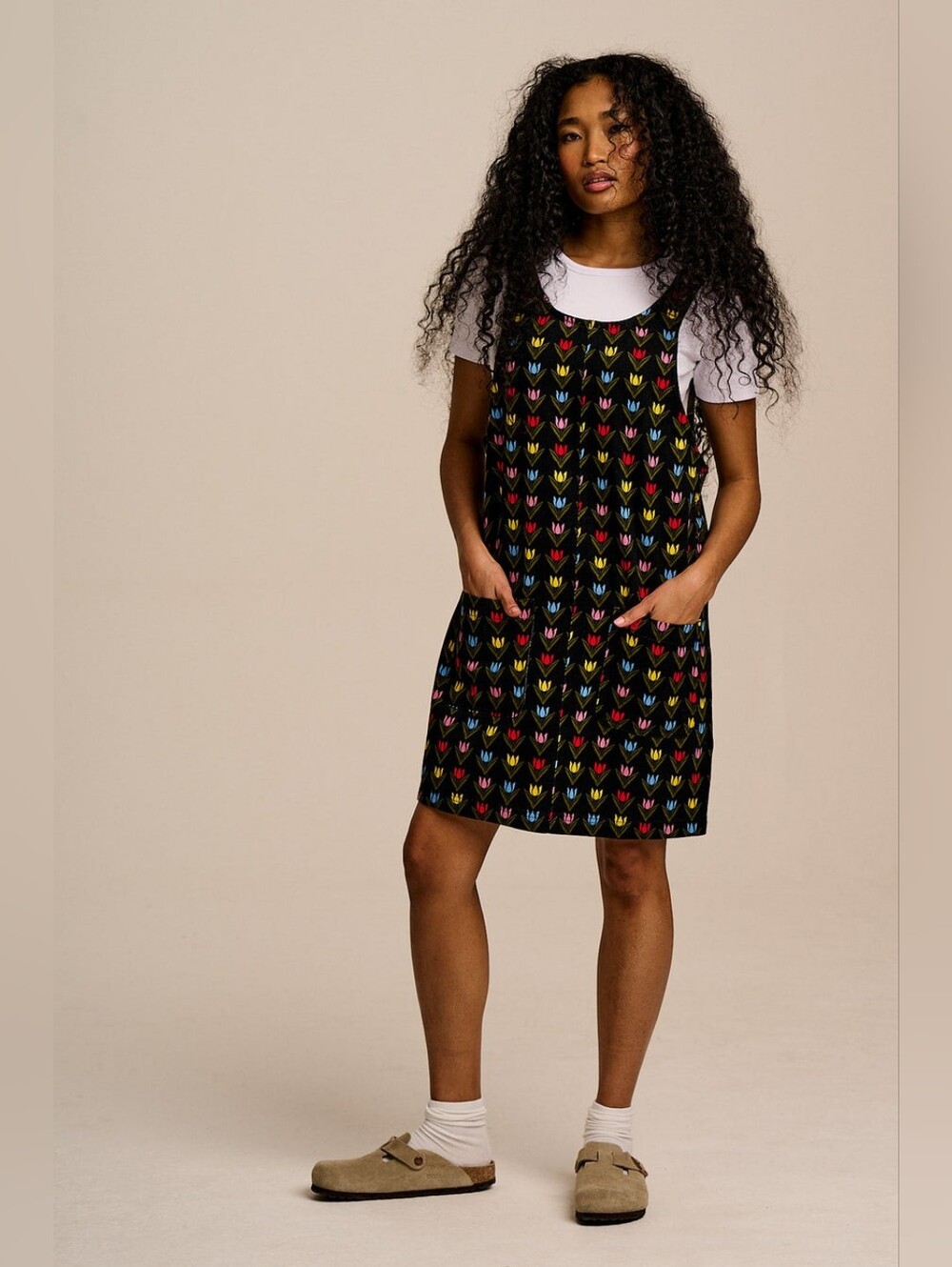 NWT Lucy & Yak Black Mini Dress with Multicolor Floral Print